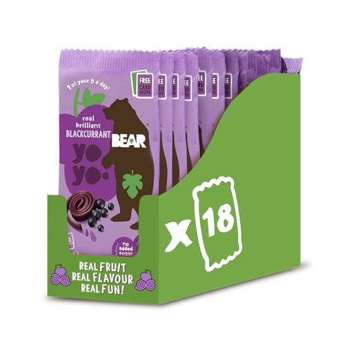 BEAR Blackcurrant Yoyos - Dried Fruit Rolls - Healthy - Vegan - 20g (18 packs)