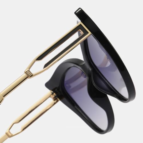 Lunettes de soleil œil de chat vintage UV400 avec verres surdimensionnés dégradés pour femme - 4