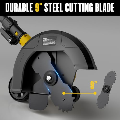 Brushless Lawn Edger Compatible with DeWalt 20v Battery (Tool ONLY), Electric Cordless Edger/Trencher, 9’’ Blade, 3 Position Adjustable Depth, 180°Handle, Lightweight with Rear Wheel for Landscaping by Mayoki - Image 4