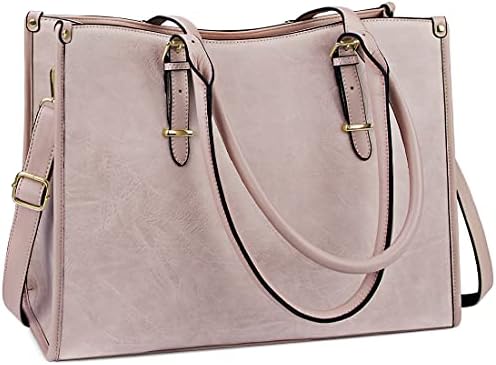 NUBILY Laptop Bags for Women 15.6 inch Handbags Designer Laptop Tote Bag Large Leather Ladies Shoulder Bag for Work School Shopping Business Black