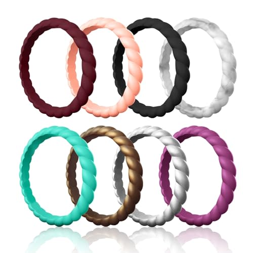Image of Egnaro Women's Silicone Anniversary Rings, 2.5mm Wide 1.8mm Thick Stackable Rubber Wedding Band, Thin Stylish Comfort Fit Silicone Ring for Nurse, Workout, Work, Pregnancy, Travel, Daily Gift