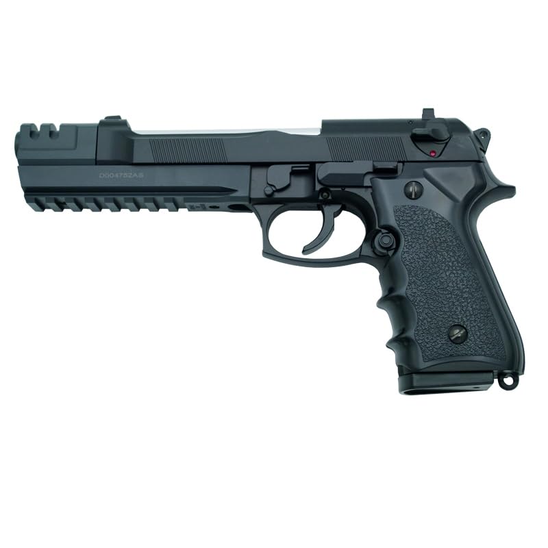 HFC Pistola Cañón Largo Tipo Beretta 92 Long Barrel - Negra - Pistola Muelle Pesada Calibre 6 mm - Energía 0.29 Julios - Velocidad de Disparo 70m/s - 230 FPS. Ref: 118EN