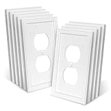 FANYINTY Duplex Outlet Covers Plate, Classic Sunken Pearls Relief Design Style Pure White, Light Switch Cover Plate for Electrical Outlets (Mid-Size 1 Gang Duplex 9-Pack)