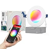 JULLISON 4 Inch LED Smart Slim Recessed Pot Light, WiFi APP & Voice Control, 120VAC, 9W, 600LM, RGB + 2700K-6000K, ETL & FCC & IC Rated, Wet Location, Compatible with Alexa/Google Home, White - 1 Pack