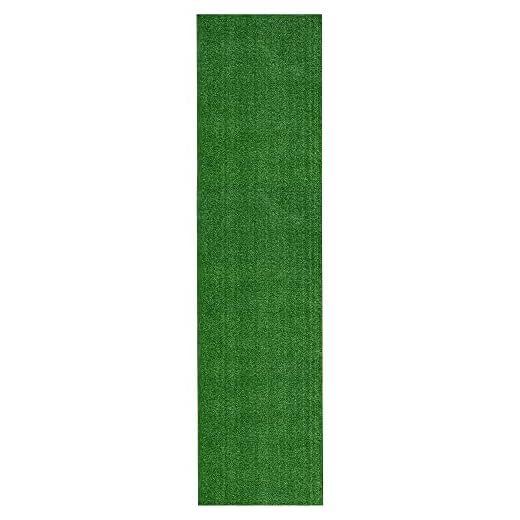 Ottomanson Artificial Grass Outdoor Runner Rug 2'7" x 10' – Waterproof Astro Turf with Drainage Holes – Patio & Lawn Decoration, Easy-Clean Dog Grass Mat