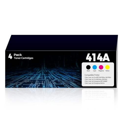 414A Toner Cartridges 4 Pack for Color Laser Jet Pro MFP M479fdw M454dw Replacement for HP 414A HP414A 414X HP414 Toner with Chip for M479fdn M454dn Enterprise MFP M480f M455dn M479 Series W2020A by haikyuu - Used condition - US$47.22