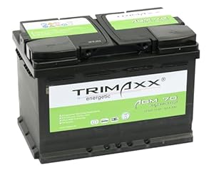 TRIMAXX AGM Autobatterie 12V 70Ah 700A/EN Starterbatterie VRLA, Start-Stop & Standheizung geeignet, absolut wartungsfrei statt 69Ah