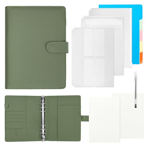 Carpeta de anillas A5 rellenable, bolsillos A5, cuaderno con bolsillos para carpetas, planificador de presupuesto, carpeta de documentos para notas escolares, diarios de viaje, organización de oficina