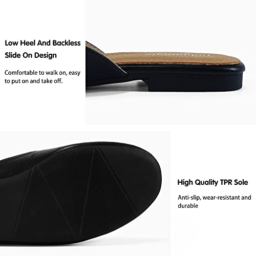 Fudynmalc Mules For Women Flats Comfortable Round Toe Womens Mules Shoes Breathable Slip On Backless Slide Loafers For Women Black #TOP3
