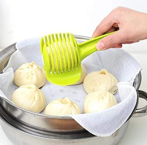 Miniatura 3 de WOIWO Cortador de frutas y verduras redondo tomate limón huevo rack cortador herramientas de cocina verde