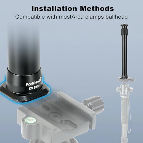 Koolehaoda Poste de extensión de trípode, barra extensora de columna central de aluminio de 2 secciones, monopié telescópico con puerto Arca para trípode/cabeza de bola/cardán/cámara, carga máxima de - imagen 6
