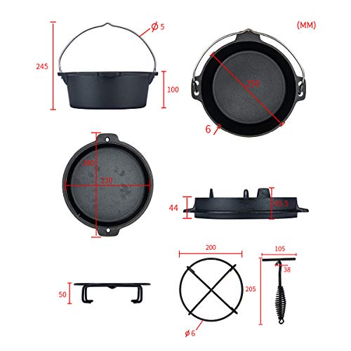 Naturehike公式ショップ ココット ダッチオーブンダッチポットホーロー鍋 鋳鉄製 シーズニング不要 オーブン対応 IH対応 10インチ 25CM 五徳 リッドリフター 収納袋付き 煮る 焼く 蒸す 直火 キャンプ バーベキュー 3枚目