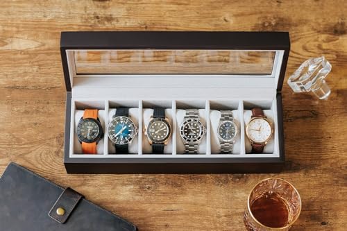 Image of VIVUE 6 Slots Watch organizer Box For Men Women, Premium Faux Leather See Through, Watch Storage Box Organizer, Watch Collection Box /Case /Holder For Travel & Home Organization (6 Slot With Display)