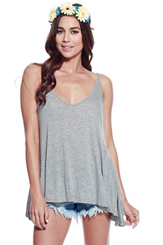 Alexander + David A+D® Womens Casual Sexy Jersey Spaghetti Flare Hanky Hem Tank