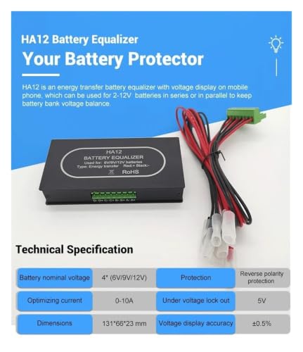 Ecualizador automático de baterías HA12 para baterías de 6 V, 9 V y 12 V para RV, energía solar y aplicaciones marinas miniatura 4