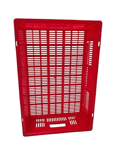 Image of ARISTO Portable and Stackable Plastic Storage Container Box Crate 64120 TP designed for multipurpose storage Red
