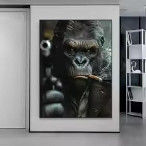 Affiche de gorille animal gangster 50x70cm avec cadre photo de mode deco maison