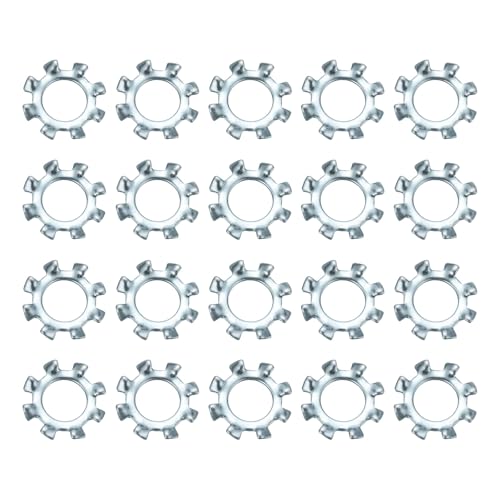 uxcell 50Pcs 12# External Tooth Lock Washer, Zinc-Plated Carbon Steel Multi-Tooth Star Washer Locking Fastener, Silver Tone