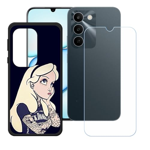 LCEHTOGYE �K�p Realme C83 5G +�����K���X�X�N���[���v���e�N�^�[�p�P�[�X�A�K�p Realme C83 5G (6,8")�ƌ݊����̂���u���b�N�\�t�gTPU�V���R���Q���P�[�X�ی�J�o�[ WZ1