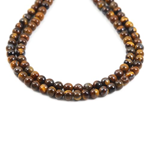 Qiwan 60PCS 6mm Natural Yellow Tiger Eye Gemtone Jewellery String, Round Loose Beads for DIY Jewelry Making, 1 String/15 Inches