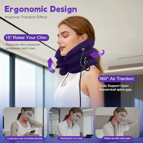 Image of Neck Stretcher,Inflatable Cervical Traction Neck Device,Neck Relief Tool,Adjustable Cervical Brace, Home Use Cervical Brace for Neck Decompression