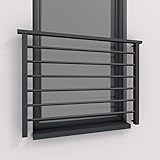 Hohe Abriebfestigkeit Alu Light Französischer Balkon Aluminium Stabgeländer Balkongitter Fenstergitter Anthrazit RAL 7016 matt (110x100cm)