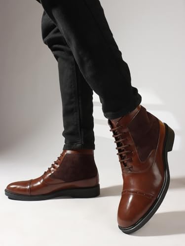 Image of Carlton London Men's Ankle Height Comfortable Lace-Up Round Boot
