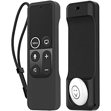 AhaStyle Protective Case for Apple TV Remote with AirTag Holder, Anti Slip Silicone Cover Compatible with 4K/HD Apple TV Black