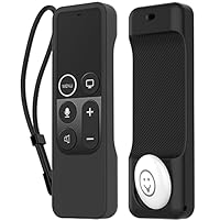 AHASTYLE Fernbedienung Hülle für Apple TV Remote 4K 4. Generation mit AirTag Halter【AirTag Nicht Enthalten】, Anti-Rutsch Silikone Remote Case für Apple TV Fernbedienung 4K 4. Generation (Schwarz)