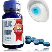 New Resources Group Blue Drop Dye Tabs 200 pc Toilet Dissovable Bluing Tablets Prevent Testing Tampering in EZ Pour Bottle