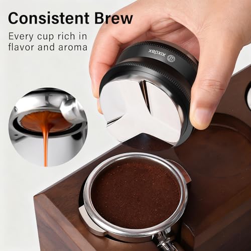 Image of XIXUBU 51mm Espresso Tamper, 2-in-1 Espresso Distributor & Tamper for De'Longhi Dedica CASABREWS - Adjustable Depth, 304 Stainless Steel Espresso Distribution Tool