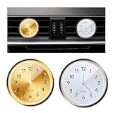 Rdxcv 2 PCS Stick on Dashboard Car Clock, Night Luminous Clocks Mini Automotive Air Vent Watches, High Precision Quartz Clock for Vehicle Home Office, Interior Car Accessories (Golden+White)