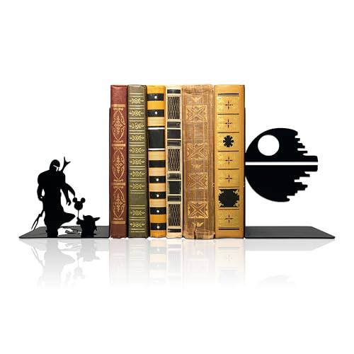 Star Bookends – Modern Black Decorative Book Ends for Shelves,