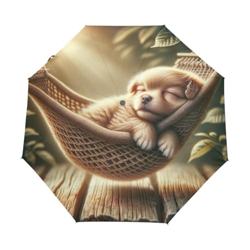 Parapluie compact GAIREG avec un motif chiot pour rester stylée même sous la pluie