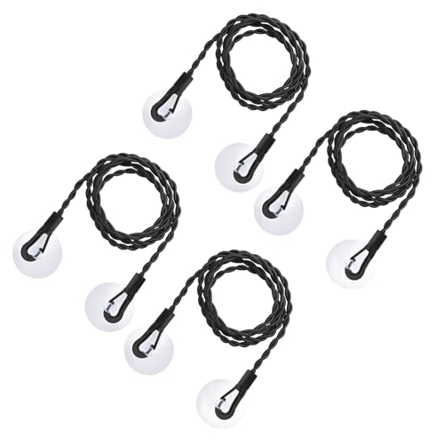 QhgPnt 4PCS Black Travel Washing Line, Extendable with Hooks & Suction Cup, Camping Washing Line, No Pegs Required, 1.5m Length (Extendable to 2.5m), Plastic, 30g