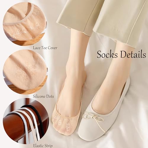 YFUNNLE 8 Pairs Toe Topper Liner Socks Ultra Low Cut No Show Invisible Non Slip Half Socks with Sling for Women4