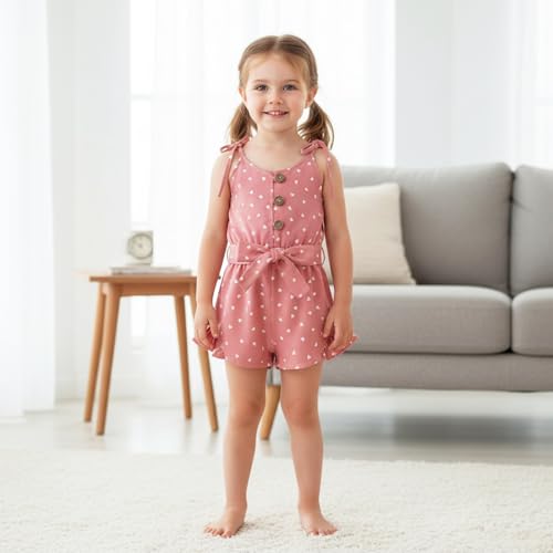 Image of Toddler Girl Clothes Baby Summer Cute Halter Romper 6 Months to 5 Years Old