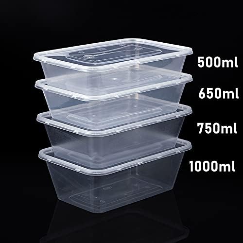 ZNWindsor, Pack of 10 - 500ml Plastic Food Containers with Lids, Takeaway Plastic Containers with lids, Ideal for Meal Prep, Freezer Storage and Microwave Use (500ml - 17.3x11.7x3.5 (cm))
