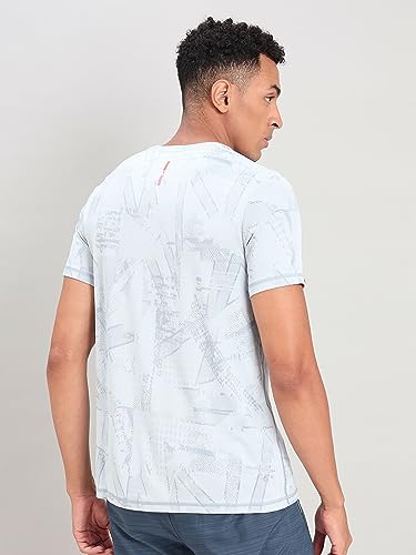 Image of TECHNOSPORT Men Polyester Regular Fit Half Sleeve Jacquard T-Shirt with Double Cool, Quick Dry & Anti Microbial for Sports, Running & Casual Use