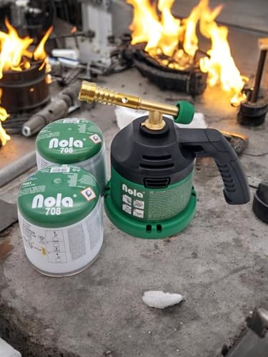 NOLA Lötbrenner, Lötlampe, Gasbrenner für Stechkartuschen Werkstatt Brenner für 190g Stechgaskartuschen, Kartuschenbrenner, Bunsenbrenner, Flambierbrenner - das Original Art.869 (1)
