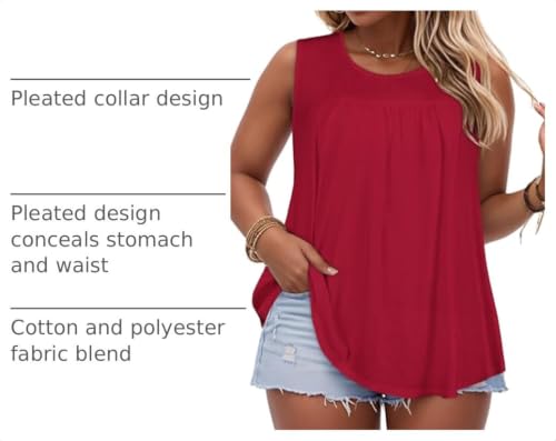Image of Women Plus Size Tank Top Casual Summer Tops Loose Fit Sleeveless T Shirts Trendy Crewneck Tunic Tees 2026