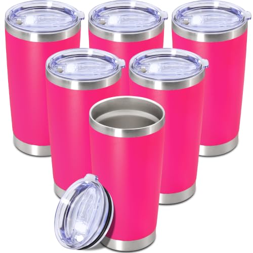 Image of 20oz Tumbler Insulated Tumblers Vacuum Coffee Mug with Lid Hot Pink 6Pack