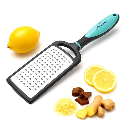 Image of SIGNAMIO Hand Kadukas Cheese Grater and Vegetable Shredder for Kitchen Stainless Steel Ginger Crusher, Carrot Grater, Garlic Slicer with Protective Cover (Sky Blue)