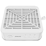 AIRSEE Compact and Quiet Nail Fan Dust Vacuum, 3-Speed Adjustable Suction for Acrylic Gel Nail Polishing with Reusable Filter, All-in-One Kit for Beginners and Professionals, Ivory White