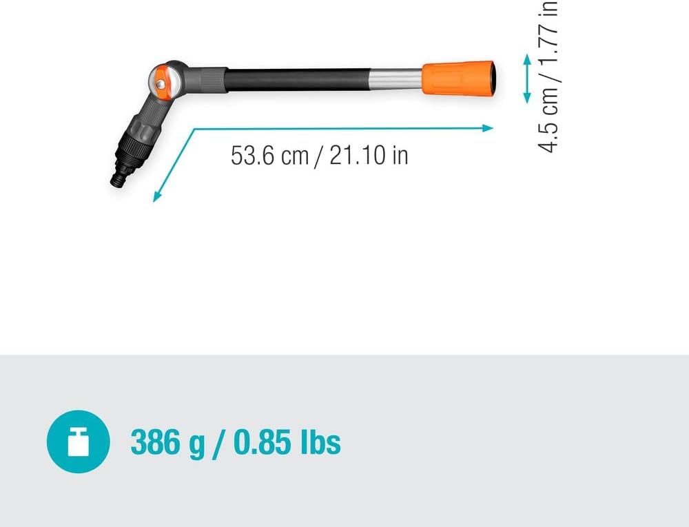 Gardena Flex Handle: Cleaning Handle with Bendable Joint, fine Adjustment on Both Sides to 45°, Aluminium, Running Water, for Hard-to-Reach Areas, Extension 53cm (18806-20)