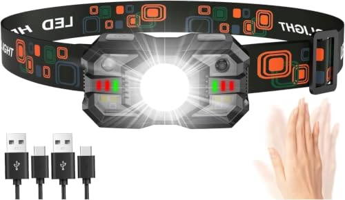 Image of Rechargeable LED Head Torch, Super Bright 2000LM Headlamp, 20H Runtime, 5+1 Modes Adjustable Headtorch Built-in Motion Sensor, Waterproof Headlight with Red Light for Camping Fishing Cycling Hiking