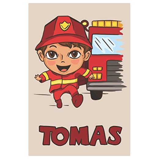 Tomas: Firefighter Fireman Fire Department Boys Name Tomas, Lined Journal Composition Notebook, 100 Pages, 6x9, Soft Cover, Matte Finish, Back To School, Preschool, Kindergarten, Kids