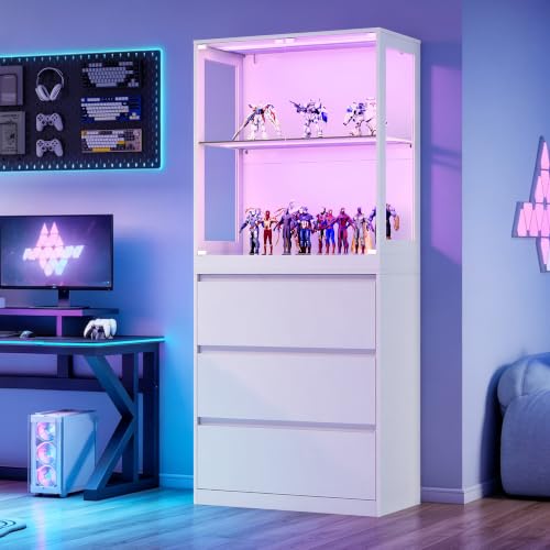 Image of AMERLIFE Modular DIY RGB Display Cabinet, 32 x 16 x 72.5 Inch