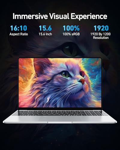 Image of 15.6 Inch Laptop, Windows 11 Pro Computer, Pentium 2.10GHz (Base Freq.), 16GB RAM, 256GB SSD (Up to 2TB), FHD IPS Display, Backlit Keyboard, Fingerprint Reader, for Student & Business
