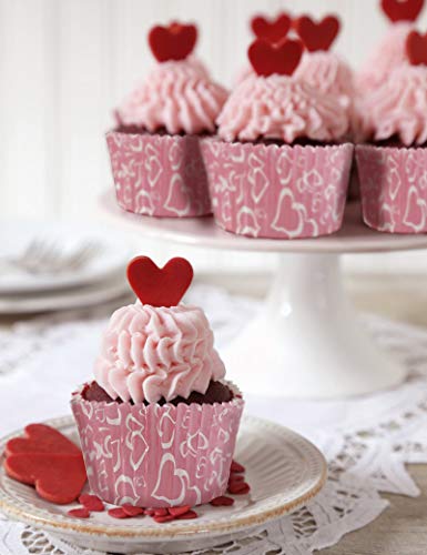 Heart Cupcakes Wrappers And Toppers - Valentine’s Day Baking Cups Liners Cake Decorations Wedding Bridal Shower Girl Birthday Baby Shower Party Supplies Theat Favors Red - 124 Pcs #TOP4